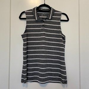 Nike Womens Dri-FIT Golf Polo Tank Striped Collared Shirt Gray White Size Medium